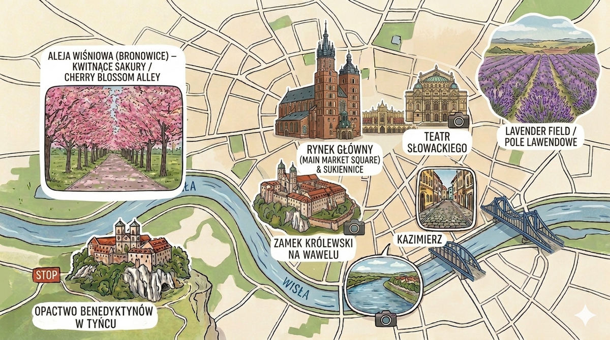 Mapa Miejsc na Sesję w Krakowie